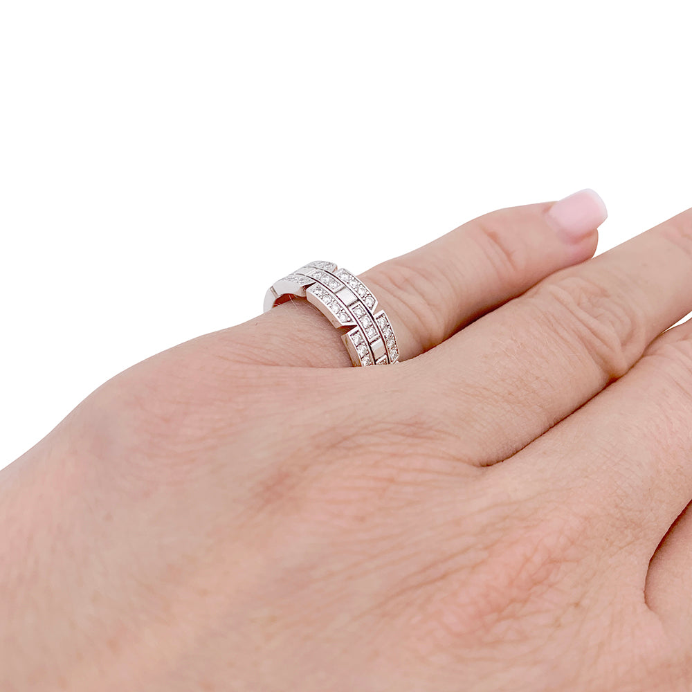 Bague Cartier or blanc, diamants "Tank Française". 4
