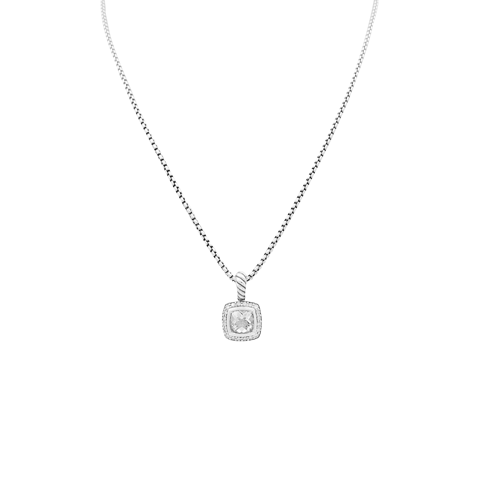 Collier David Yurman, "Petite Albion", argent, topaze blanche, diamants. 1
