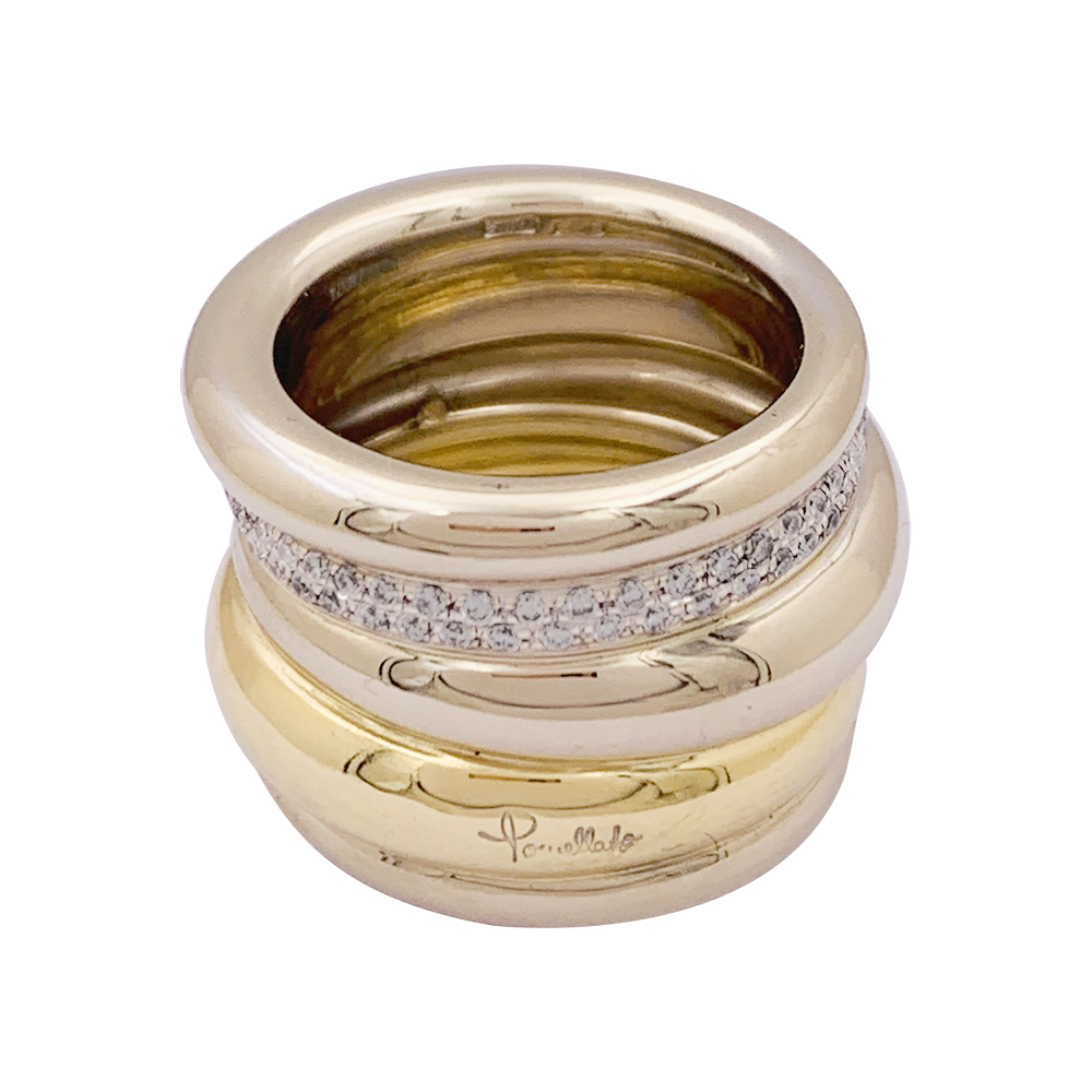 Bague Pomellato, "Tubolare", deux ors et diamants. 2