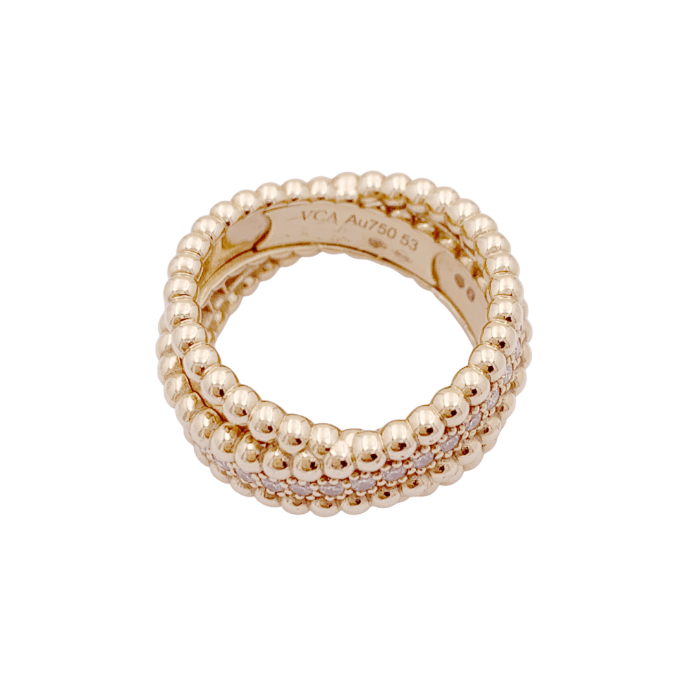 Bague VAN CLEEF ET ARPELS,"Duo Perlée", or rose, diamants.  6