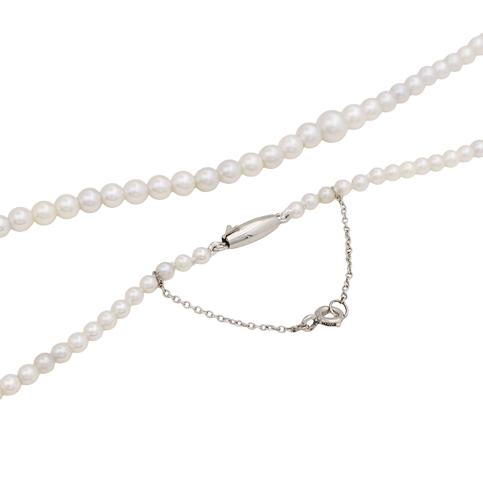 Collier perles de culture en chute et or blanc. 3