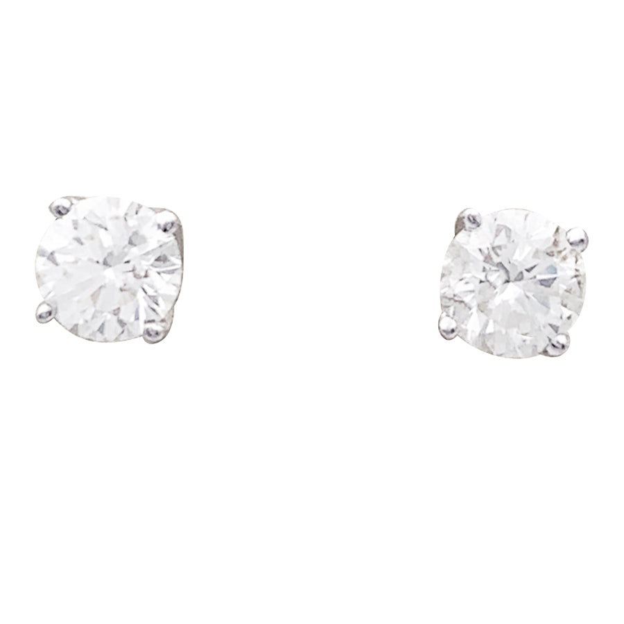 Puces d'oreilles or blanc, diamants. 1