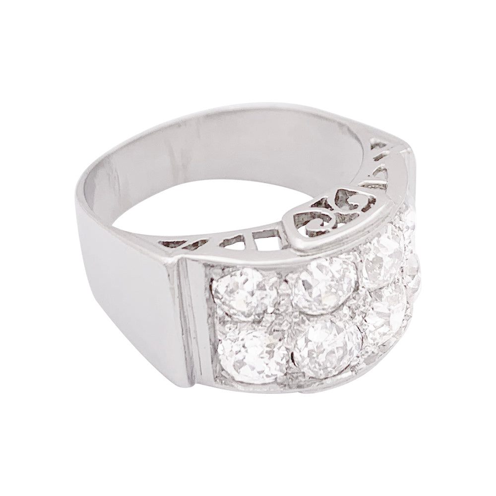 Bague platine, or blanc, diamants. 4