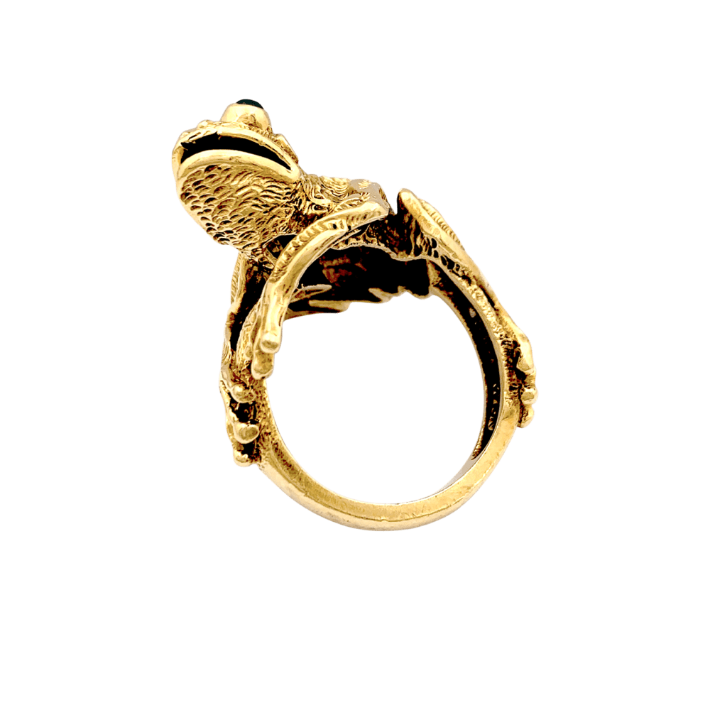 Bague Kurt Wayne, "Grenouille", or jaune, émeraudes.  3