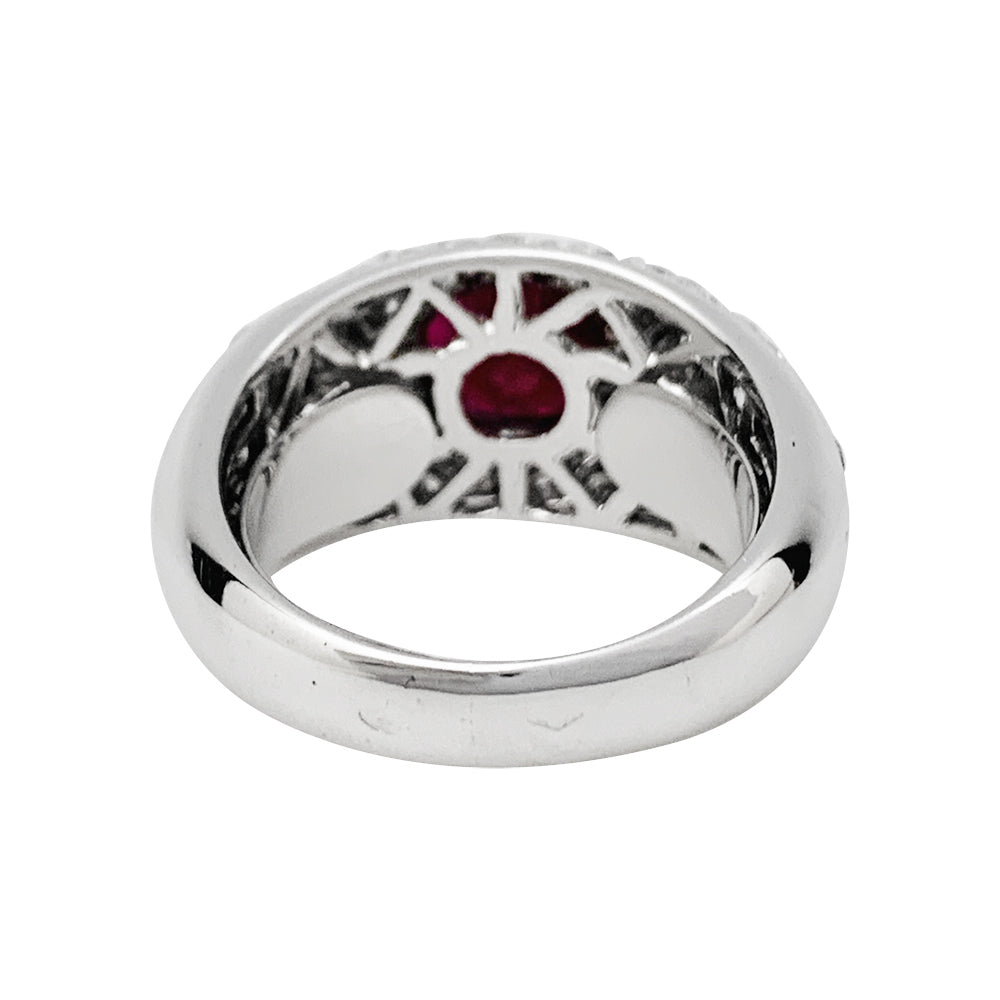 Bague jonc pavage diamant, rubis 1,78 carats. 7
