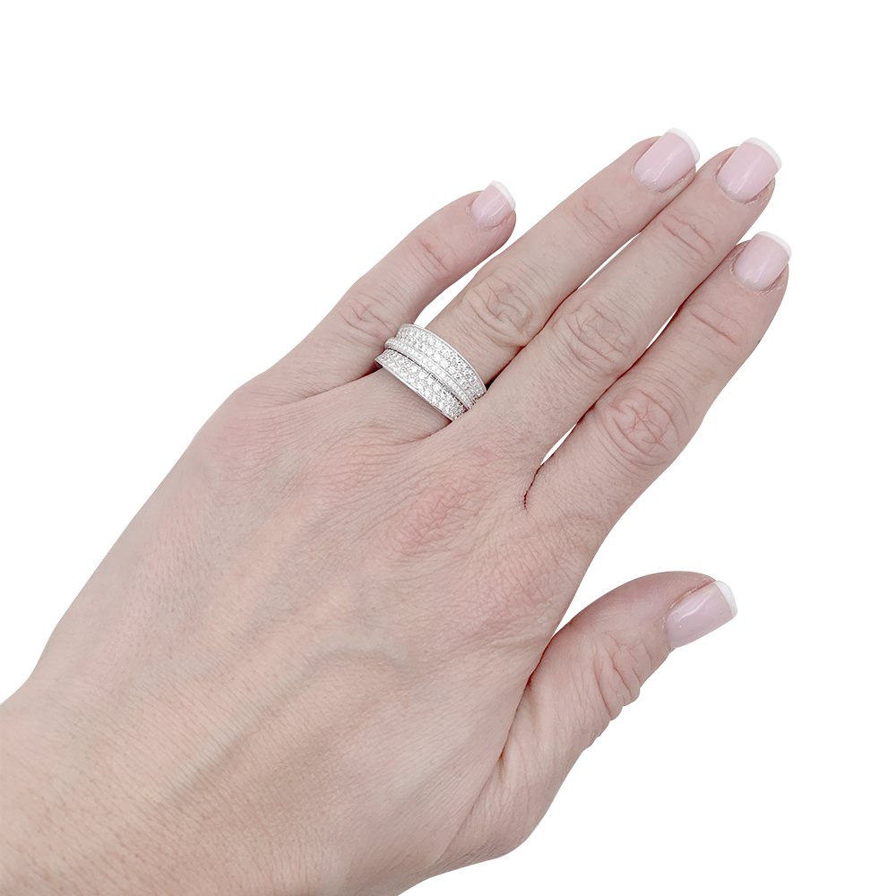 Bague Cartier "Barrette" or blanc, diamants. 2