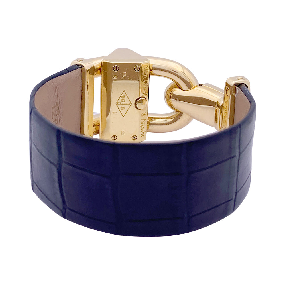 Montre Van Cleef & Arpels "Cadenas" or jaune, diamants, cuir. 4