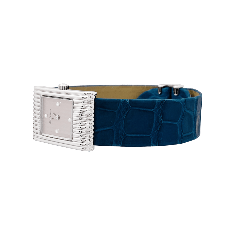 Montre Boucheron, "Reflet", acier sur cuir.  4