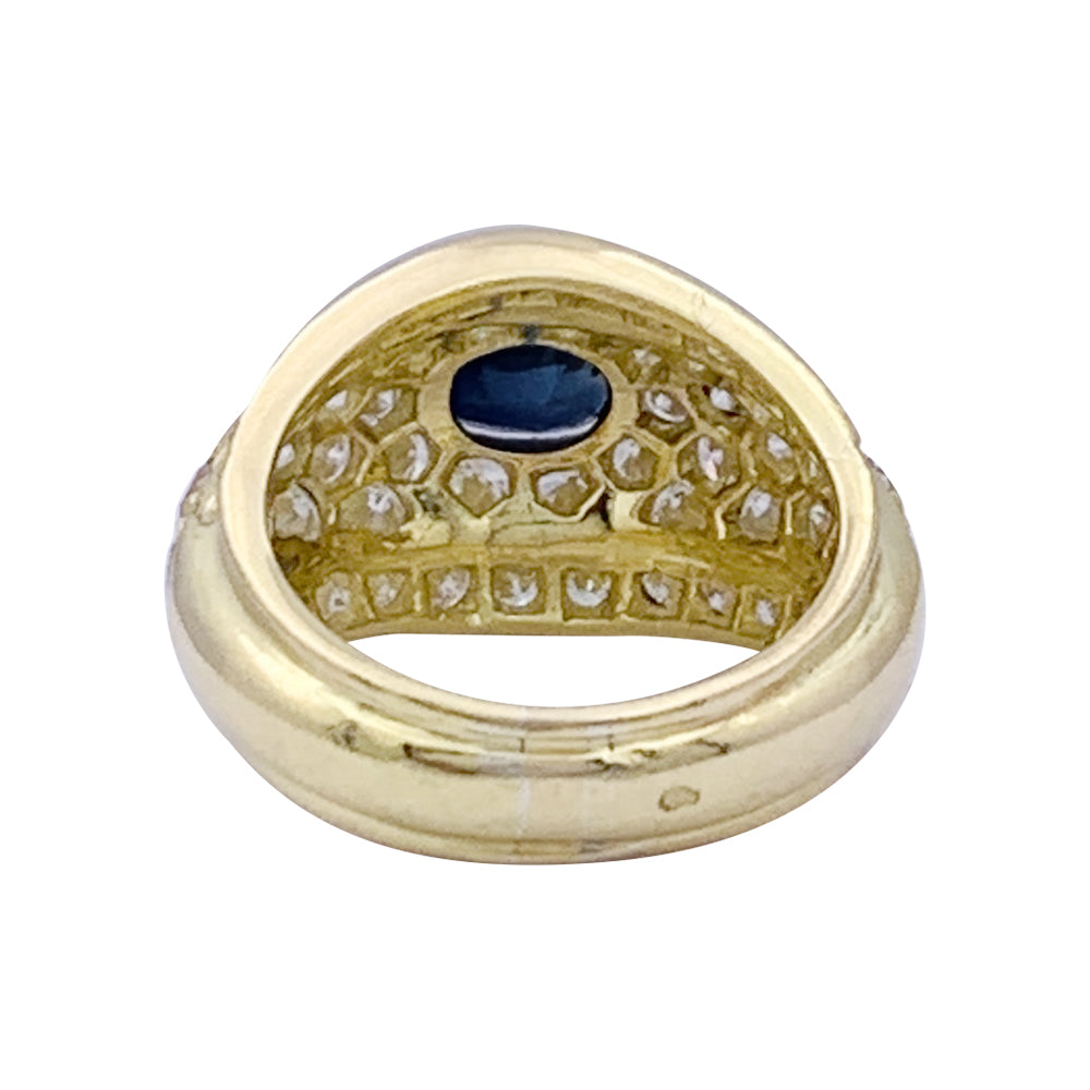 Bague or jaune, diamants et saphir. 1