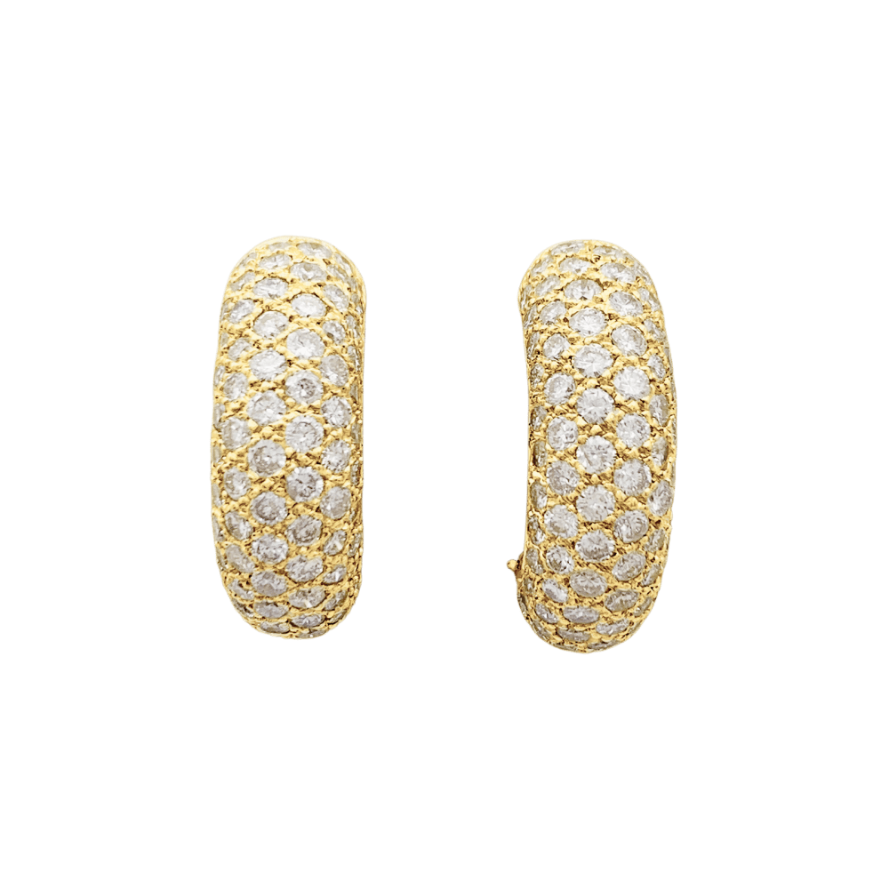 Boucles d'oreilles demi-créoles or jaune et diamants. 1