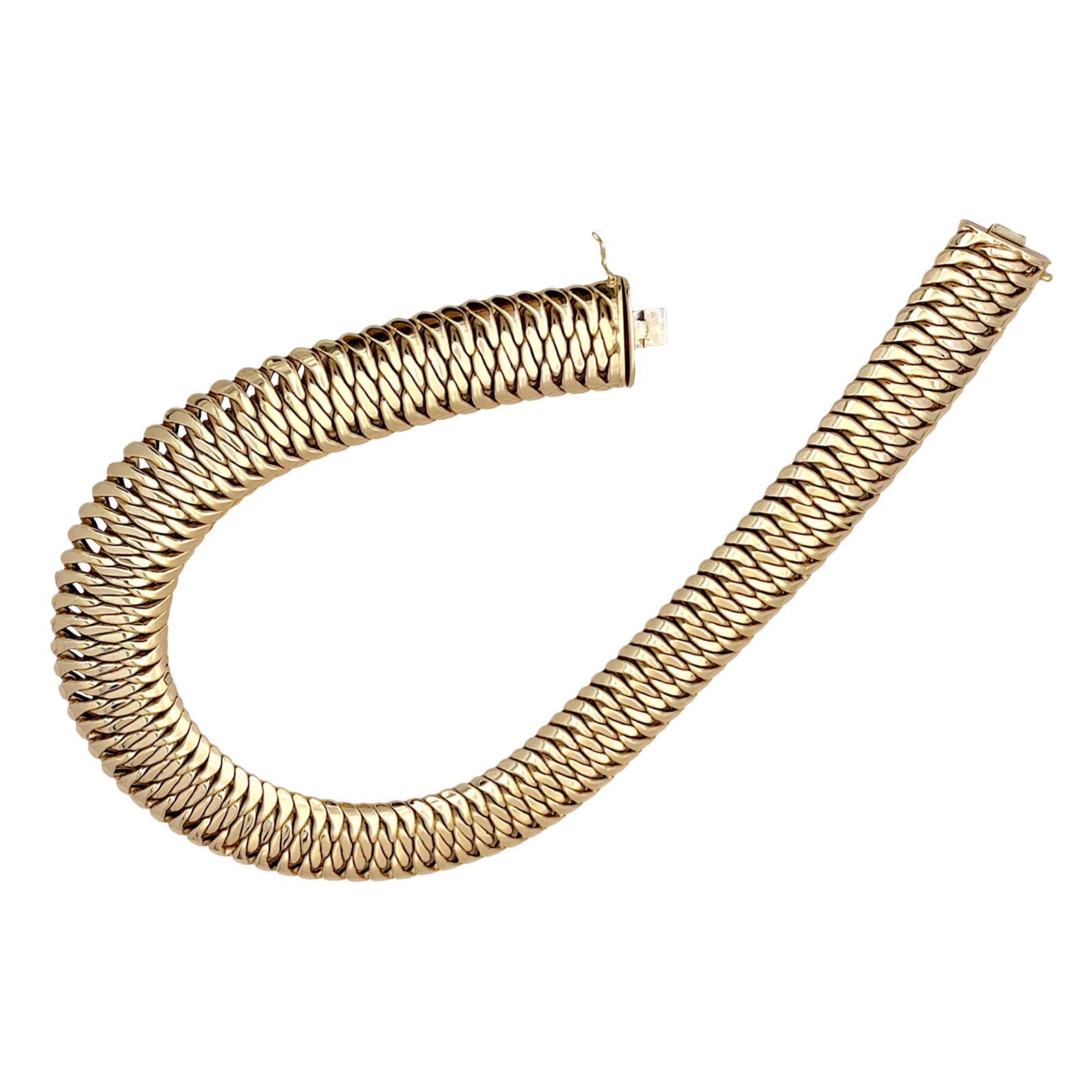 Collier en or jaune, maille américaine. 5