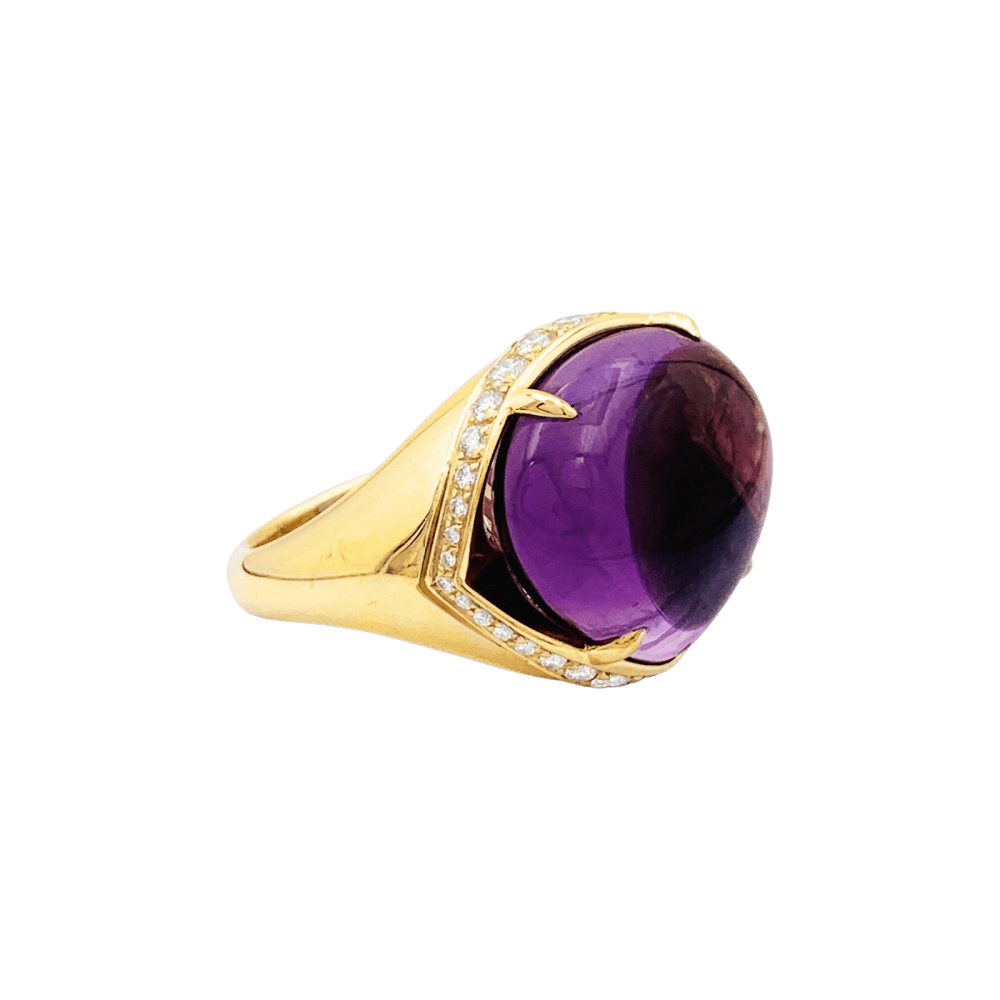 Bague Bulgari, "Sassi Mediterranean Eden", or jaune, améthyste et diamants.  5
