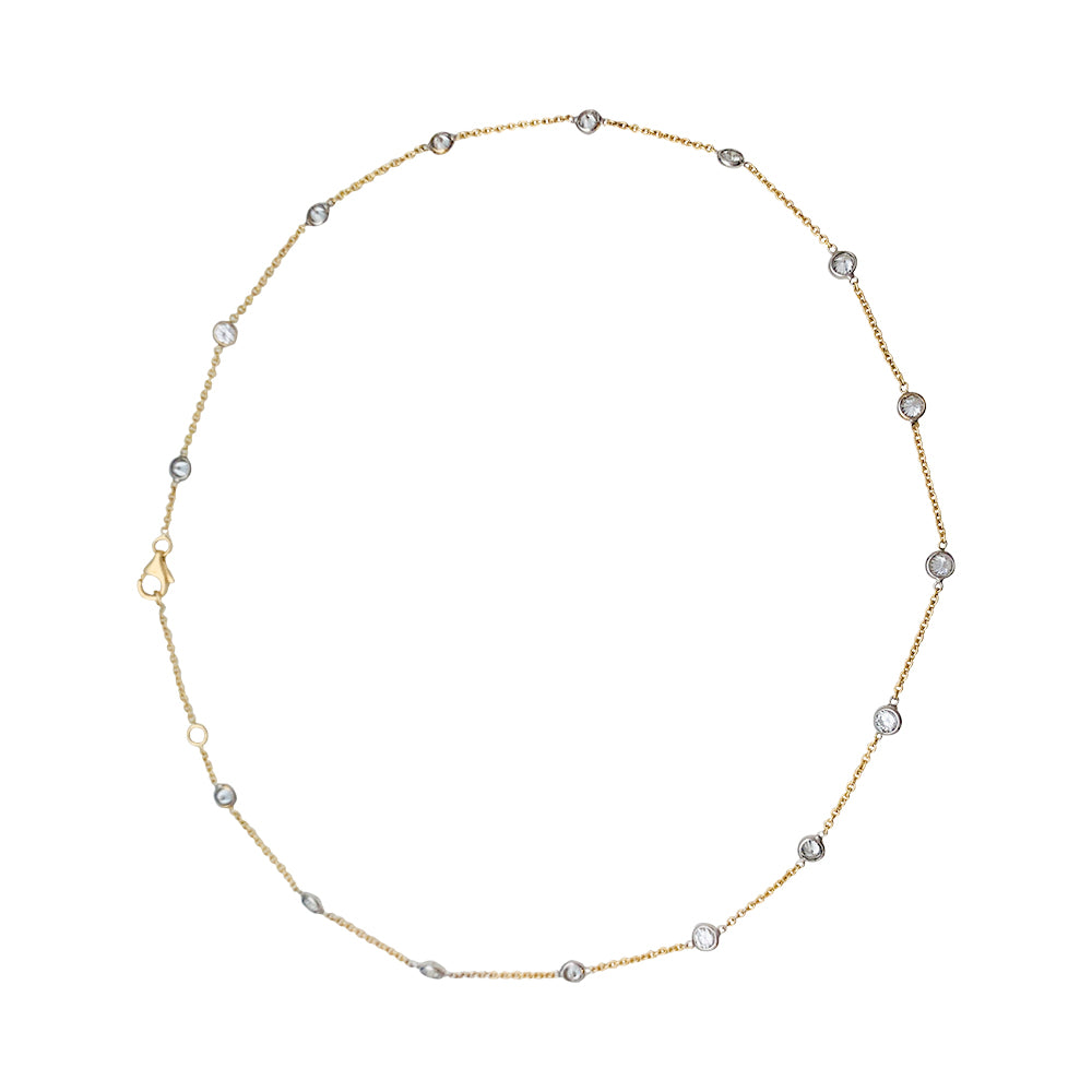 Collier gouttière 2 ors 750/000 serti de 16 diamants 2,53 carats 2