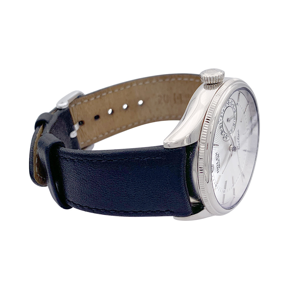 Montre Rolex, "Cellini Date", or blanc, cuir. 4