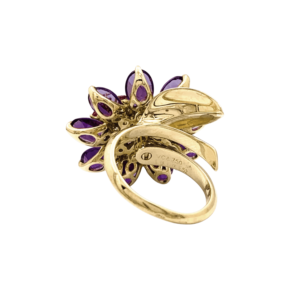 Bague Van Cleef & Arpels, "Fleurs d'Hawaï", or jaune, améthyste, saphirs roses. 6