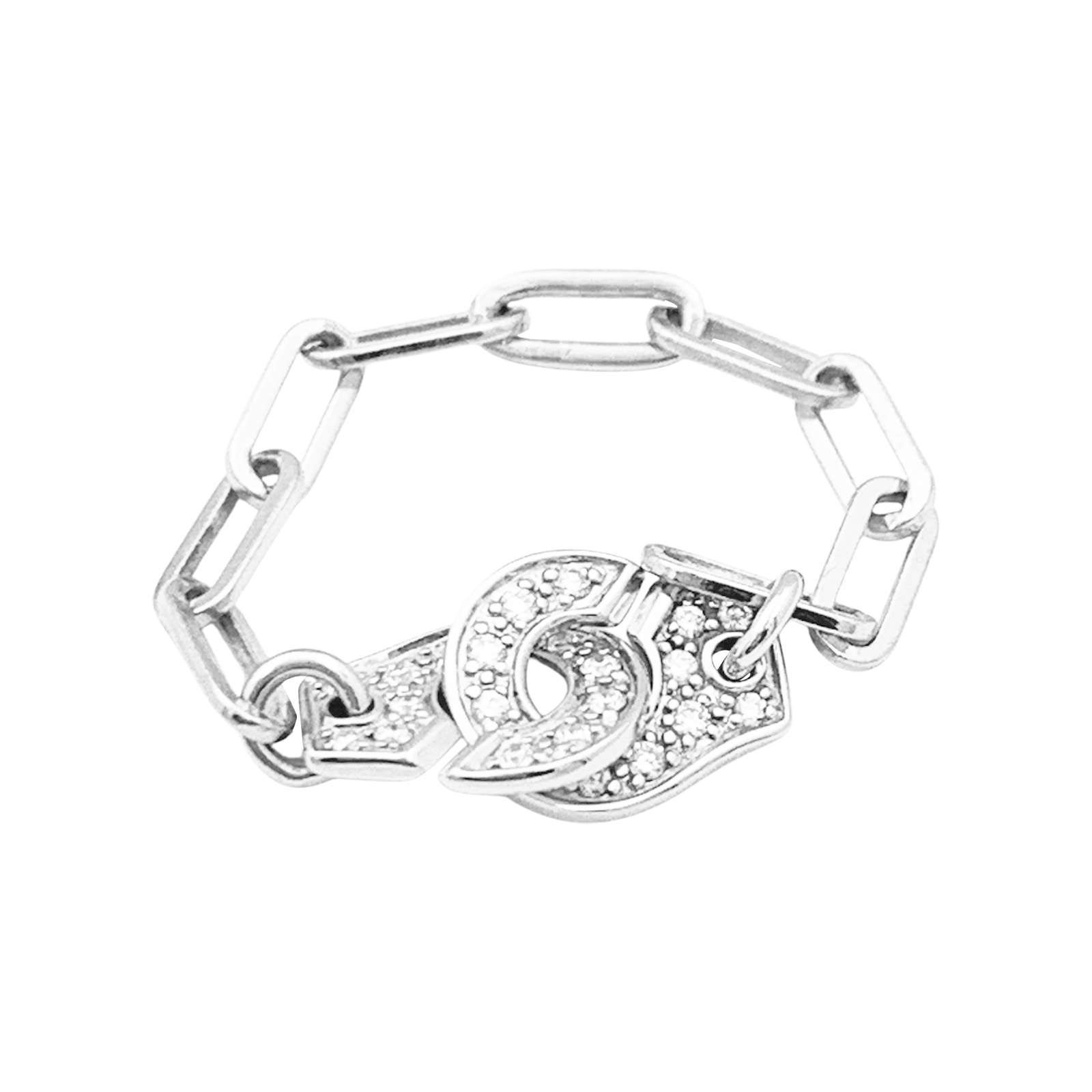 Bague Dinh Van, "Menottes R7.5", or blanc, diamants. 1