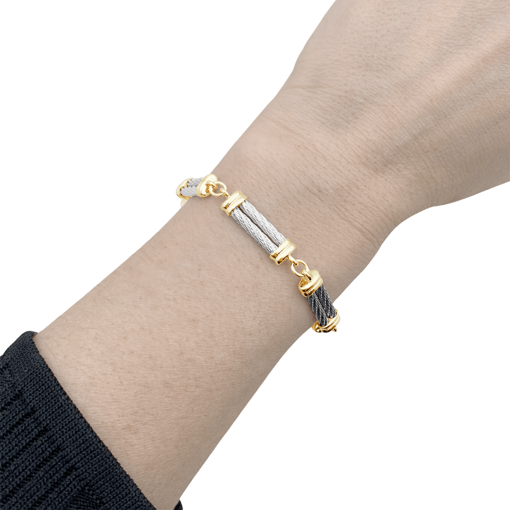 Bracelet Fred, "Force 10", en or jaune, acier.  5