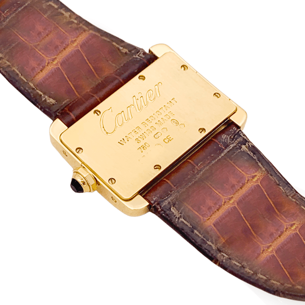 Montre Cartier, "Divan", or jaune, cuir. 3