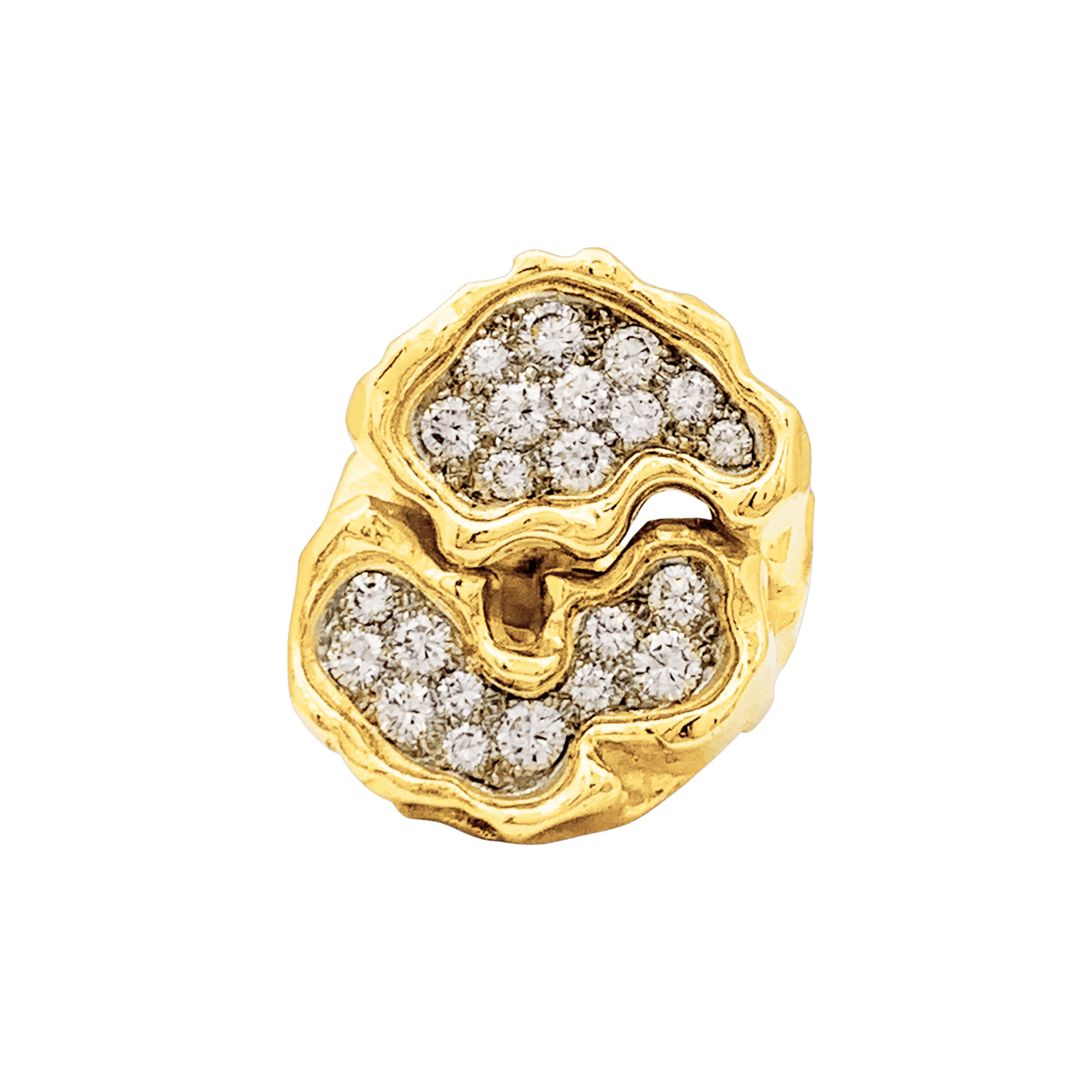 Bague vintage, or jaune, platine, diamants.  1