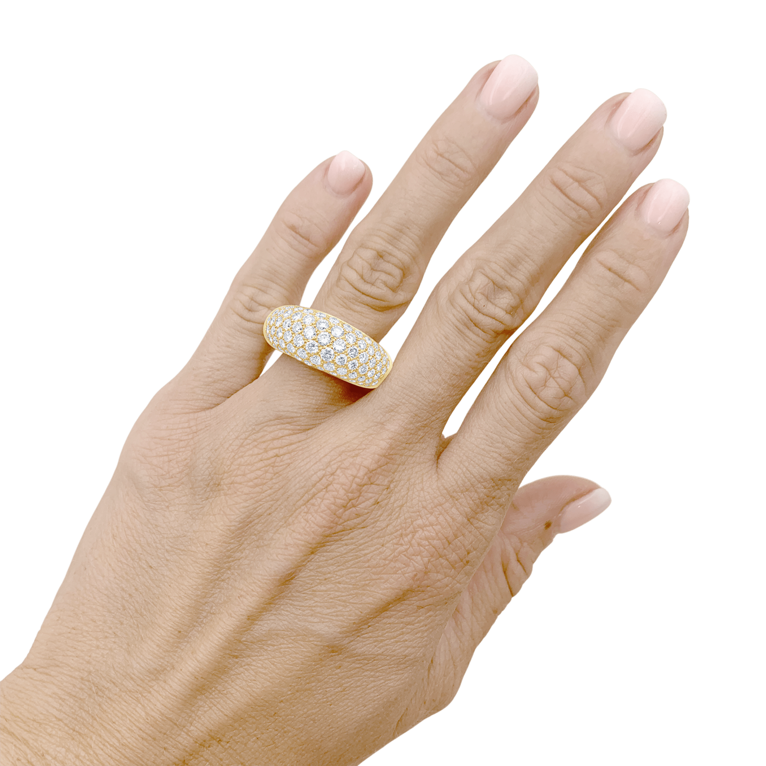 Bague jonc bombé, or jaune et diamants. 6
