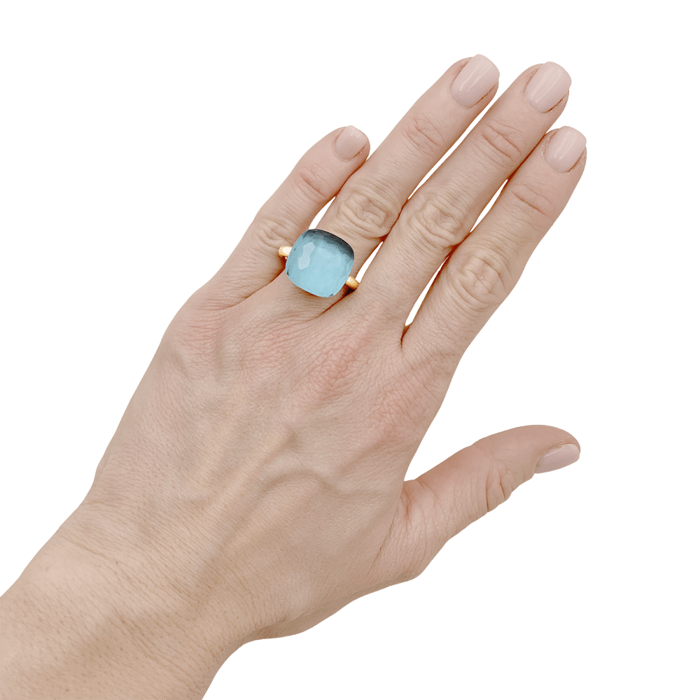 Bague Pomellato, "Nudo Maxi", deux ors et topaze bleue.  6
