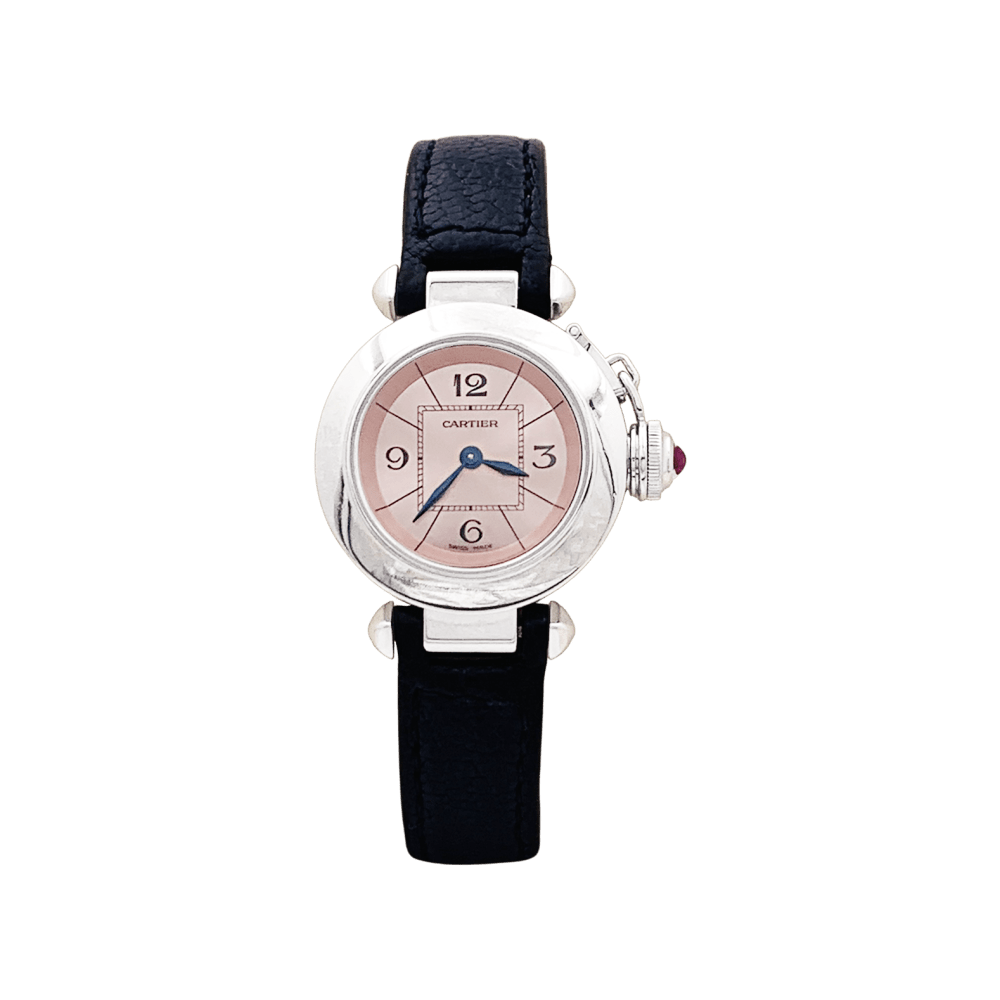 Montre Cartier "Miss Pasha", acier, cuir.  1