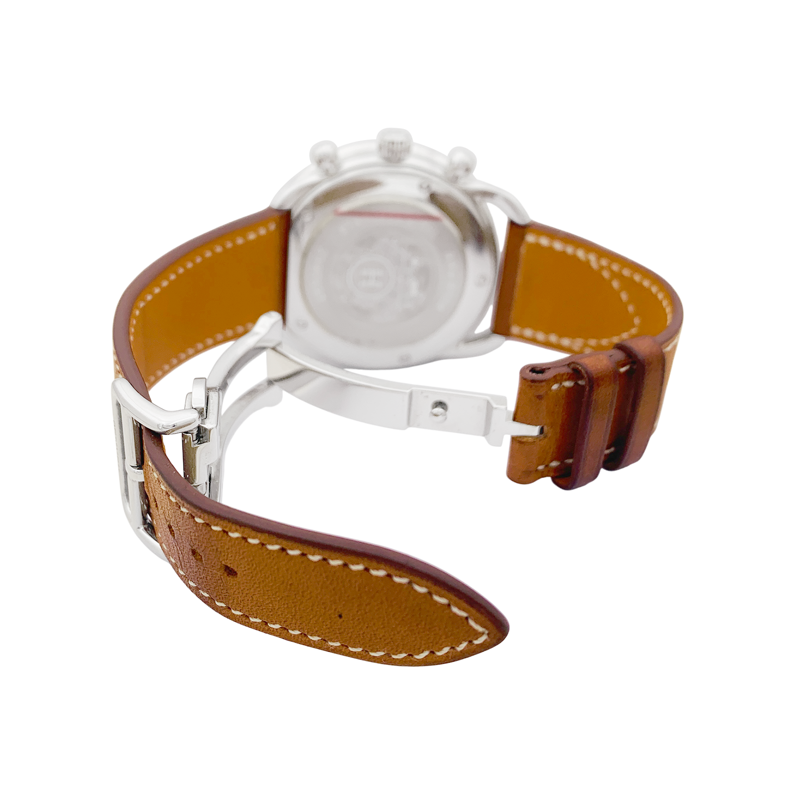 Montre Hermès, "Arceau Chronographe", acier, cuir. 4