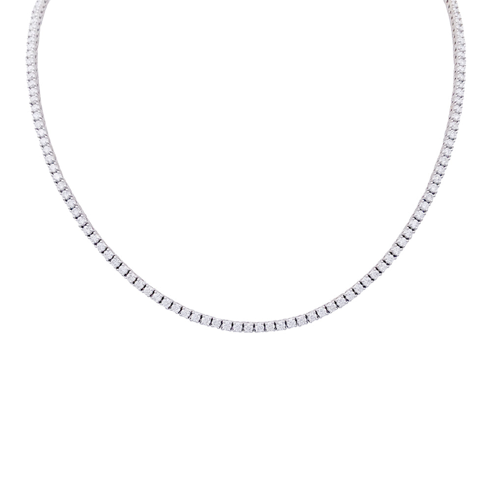 Collier rivière en or blanc, diamants. 2