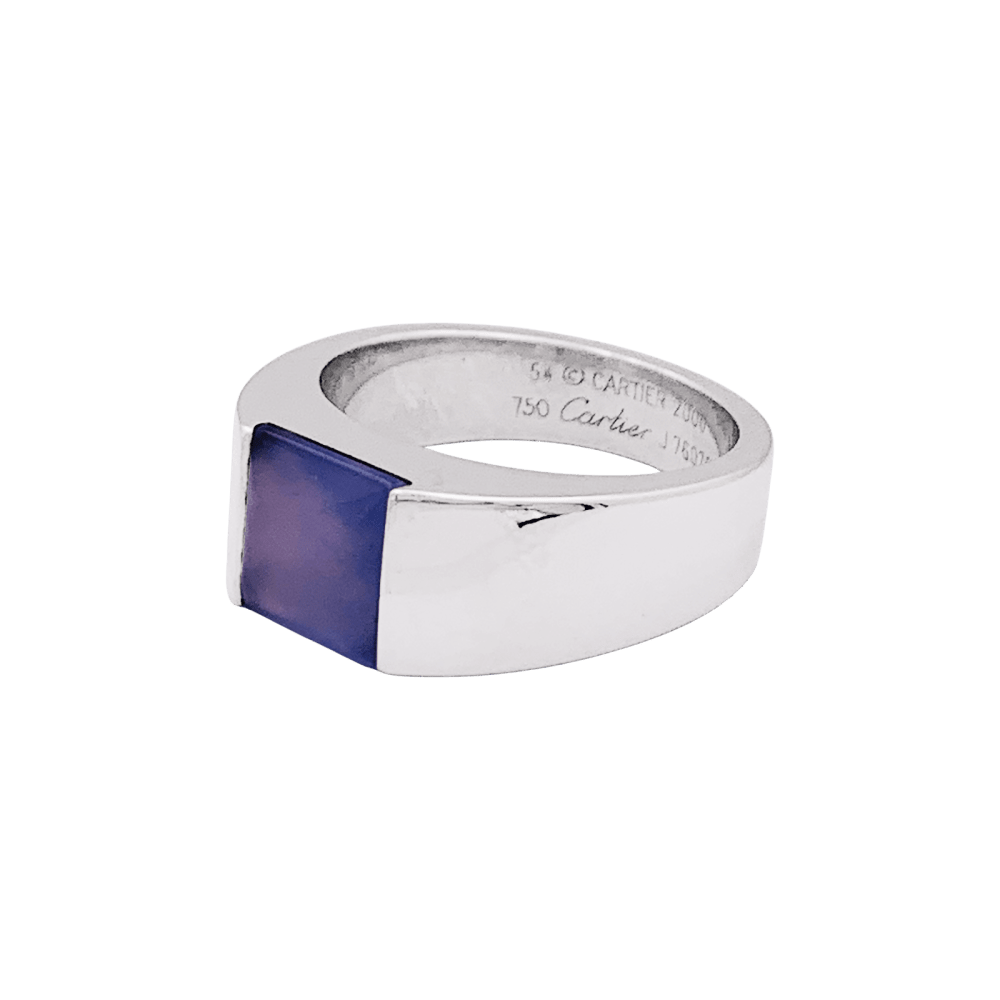 Bague CARTIER Tank, or blanc, calcédoine.   3