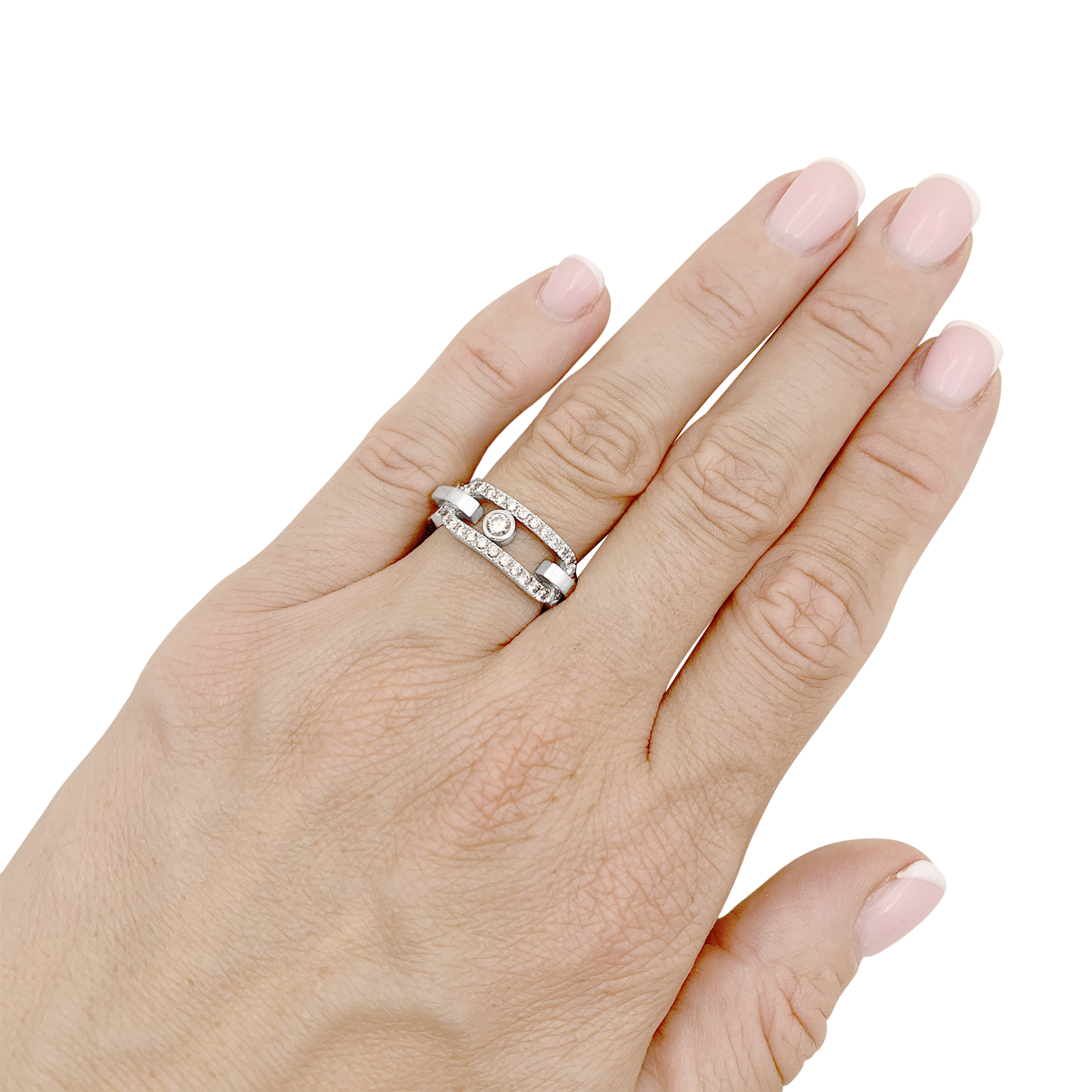 Bague Messika, "Move Link", or blanc, diamants. 5