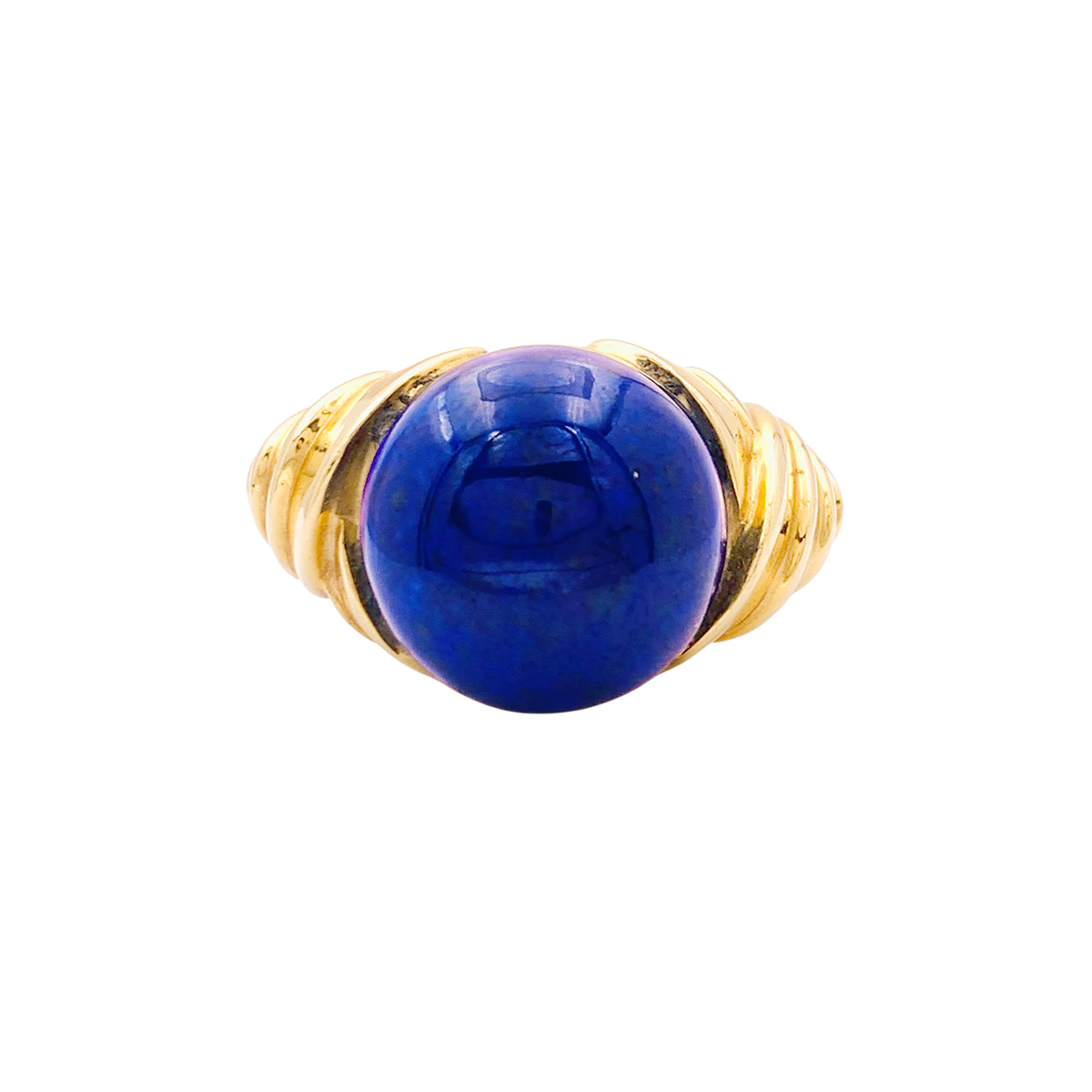 Bague Occasion Or Rose 750/1000 Avec Lapis-lazuli Navette - Poinçon Tête D'aigle