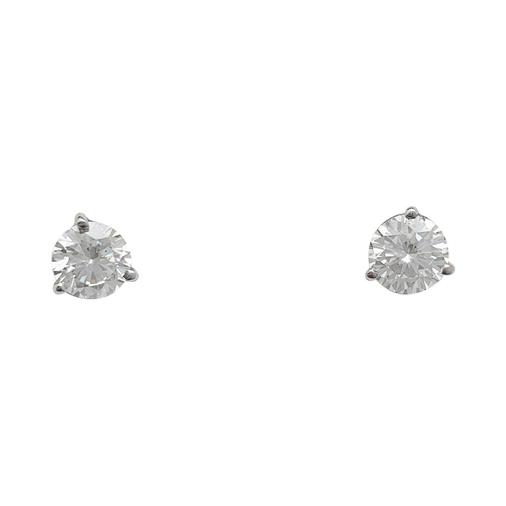 Puces d'oreilles en or blanc, diamants. 3