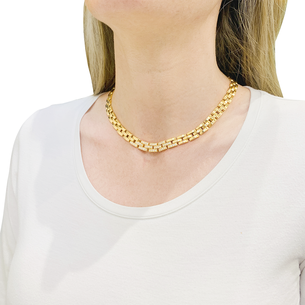 Collier Cartier "Tyrana", or jaune, diamants. 2