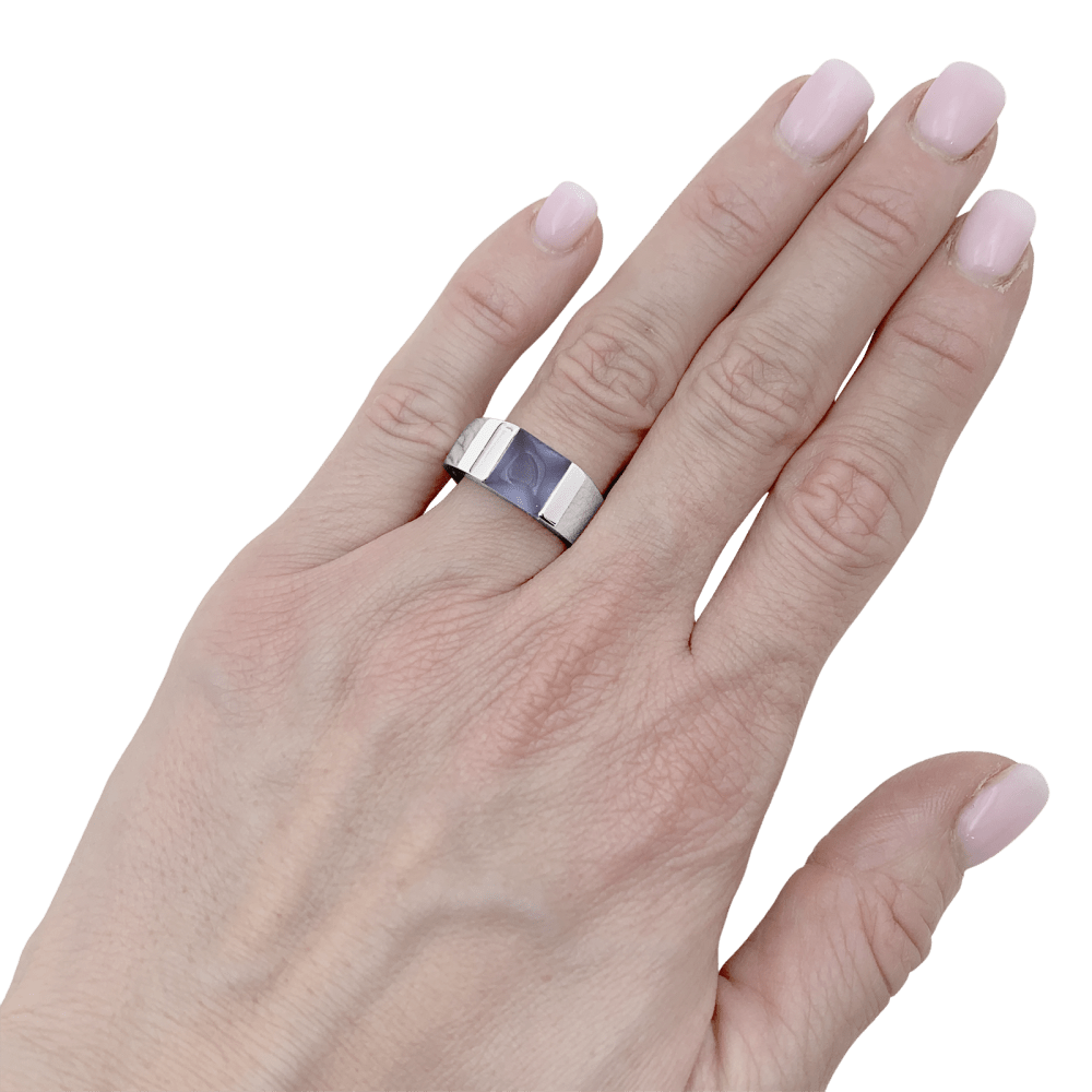 Bague CARTIER Tank, or blanc, calcédoine.   5