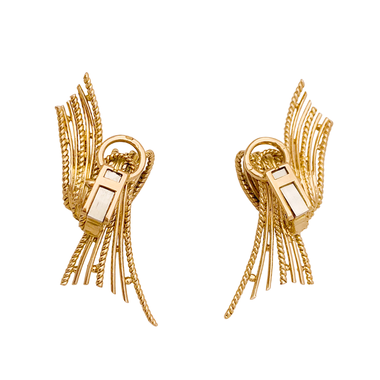 Boucles d'oreilles vintage or jaune texturé. 2