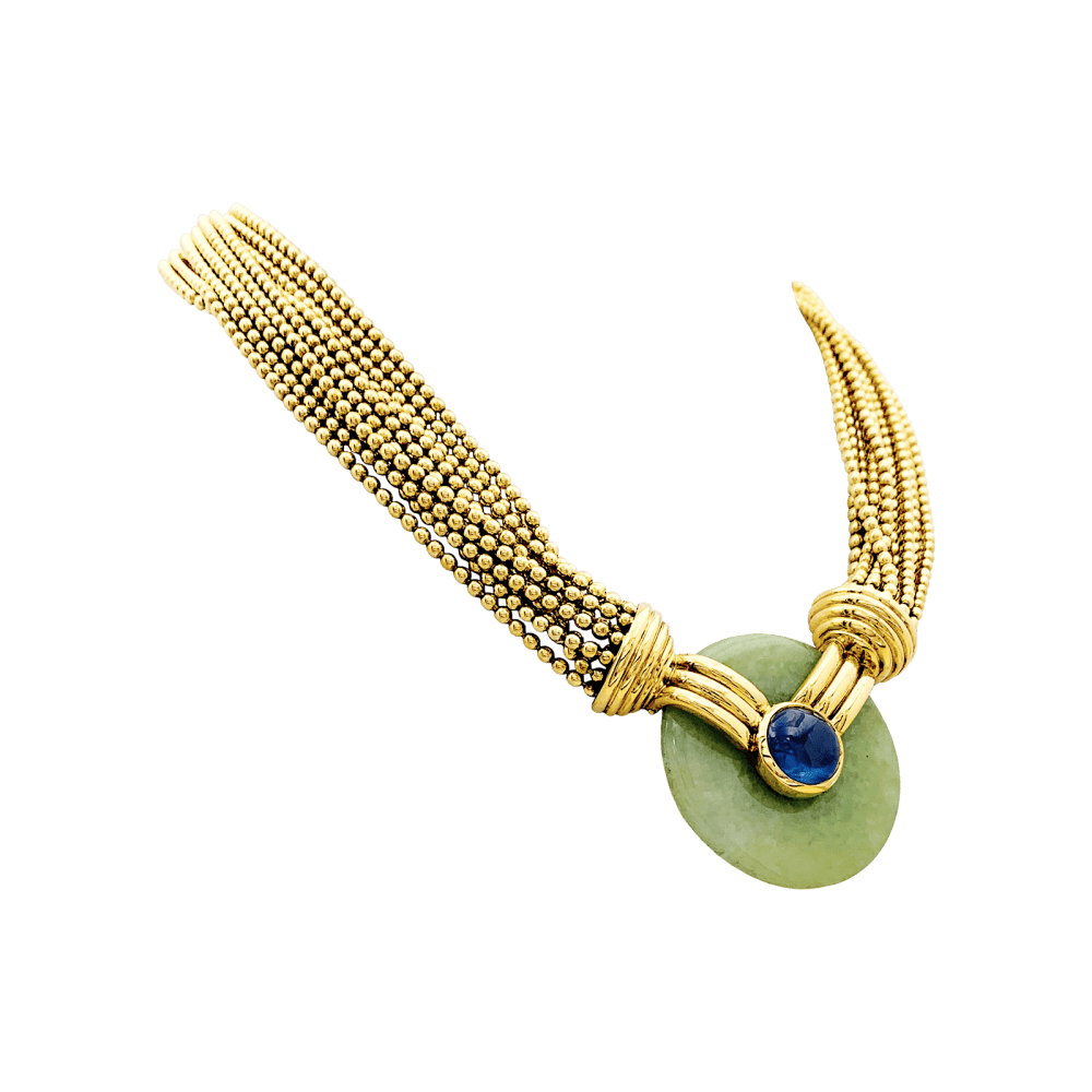 Collier Verney, or jaune, jade et saphir.  2