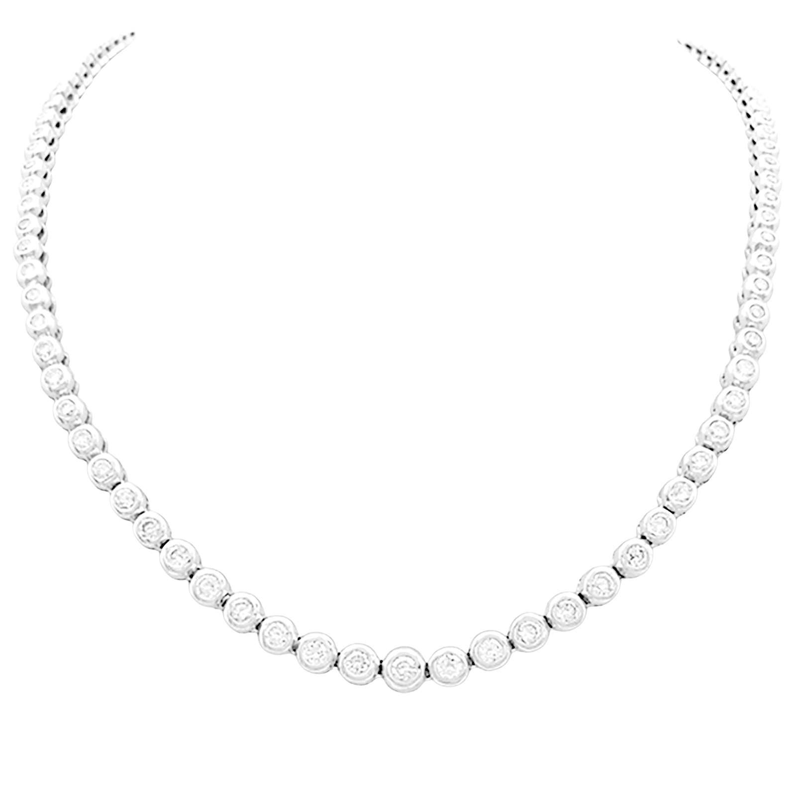 Collier rivière diamants, or blanc. 1