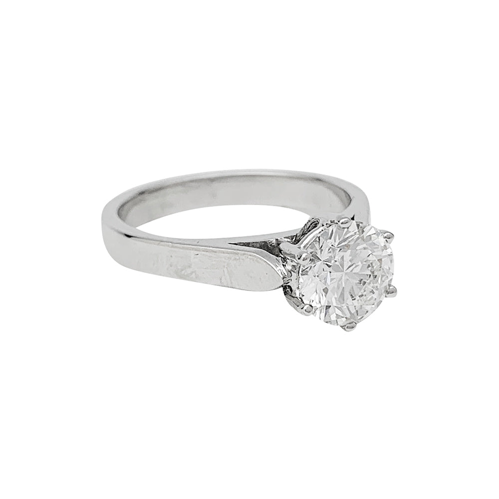 Solitaire en or blanc d'occasion, diamant taille brillant  1,59 carat 4