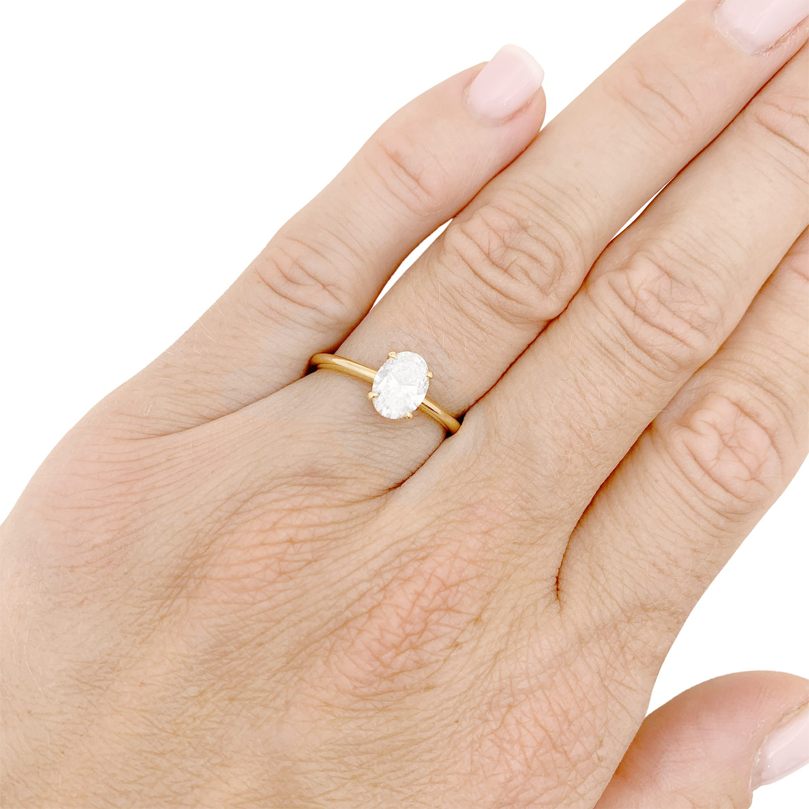 Bague solitaire or jaune, diamant ovale. 6