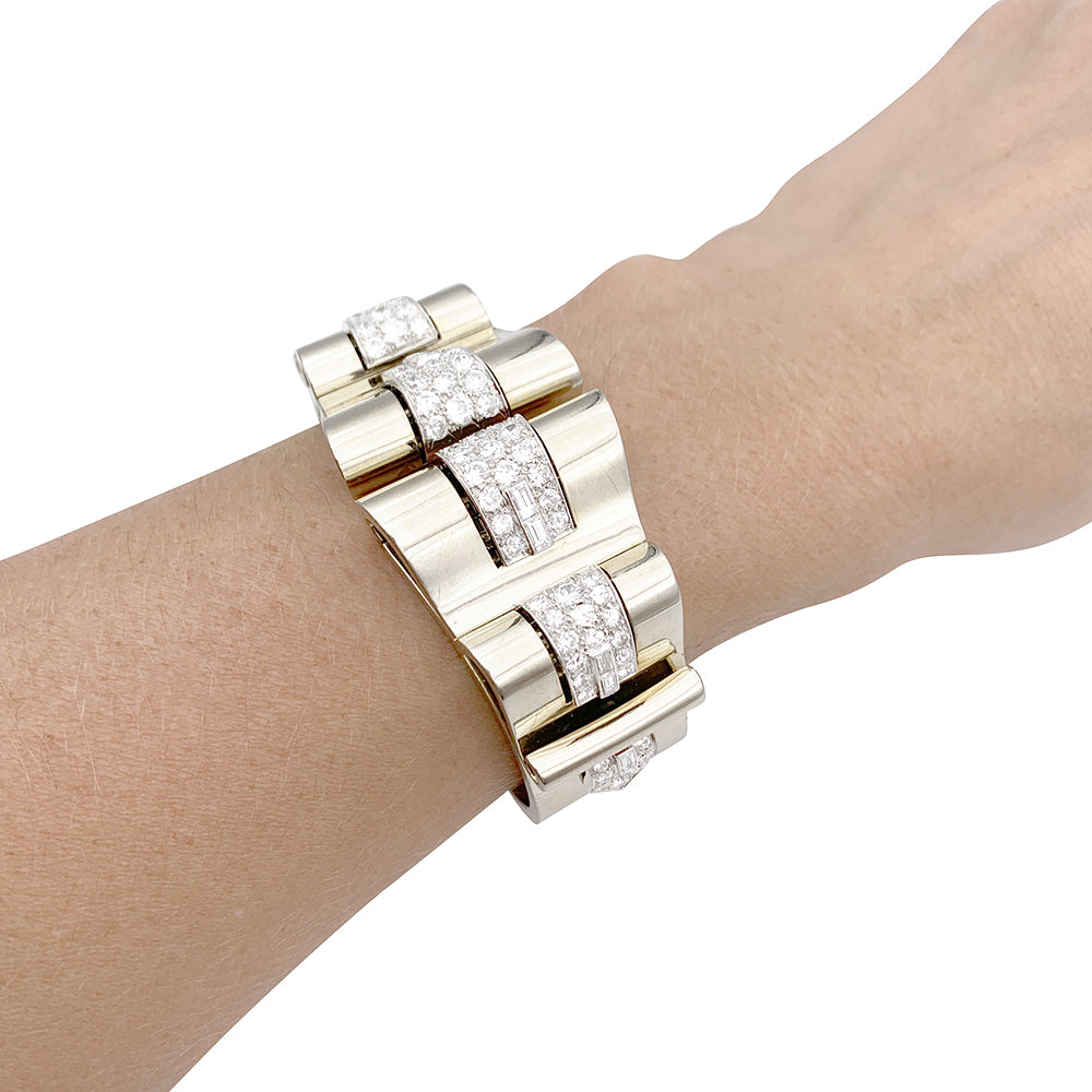 Bracelet Art Déco René Boivin, platine, or blanc, diamants. 13