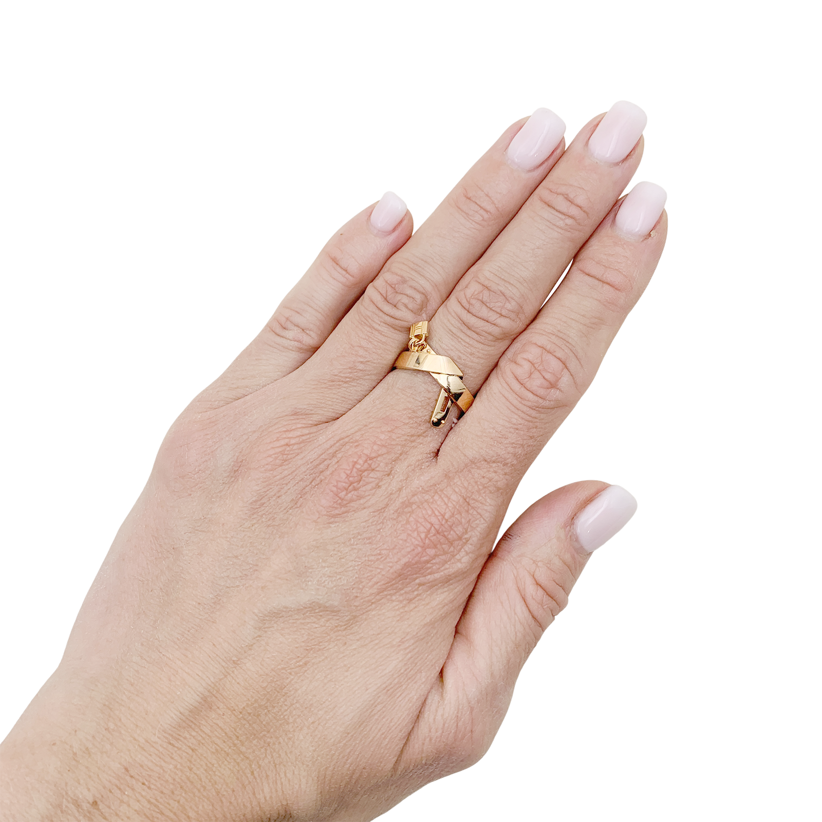 Bague Hermès "Kelly Gavroche" or rose. 5