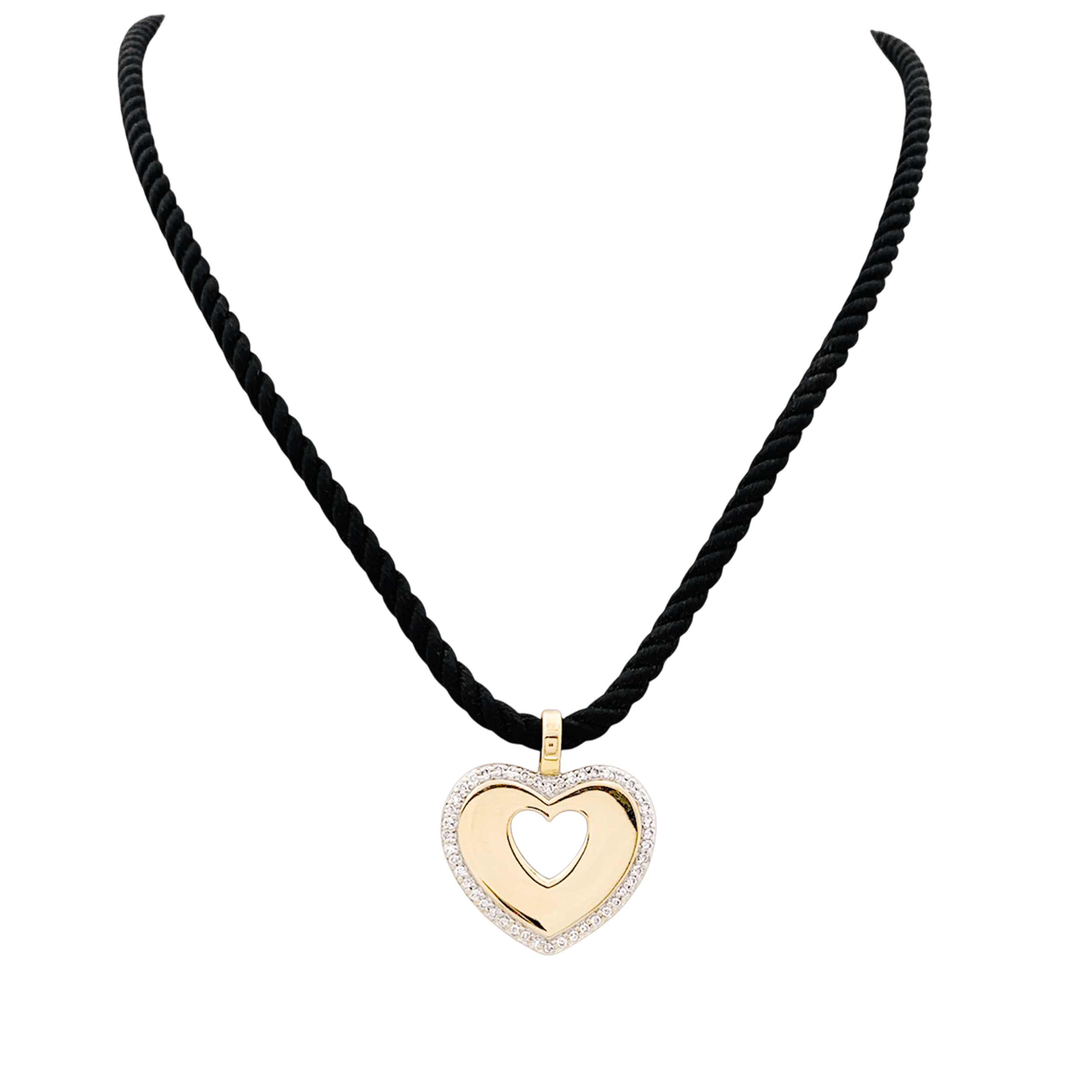 Pendentif Poiray "Coeur Secret" en deux tons d'ors et diamants.  1