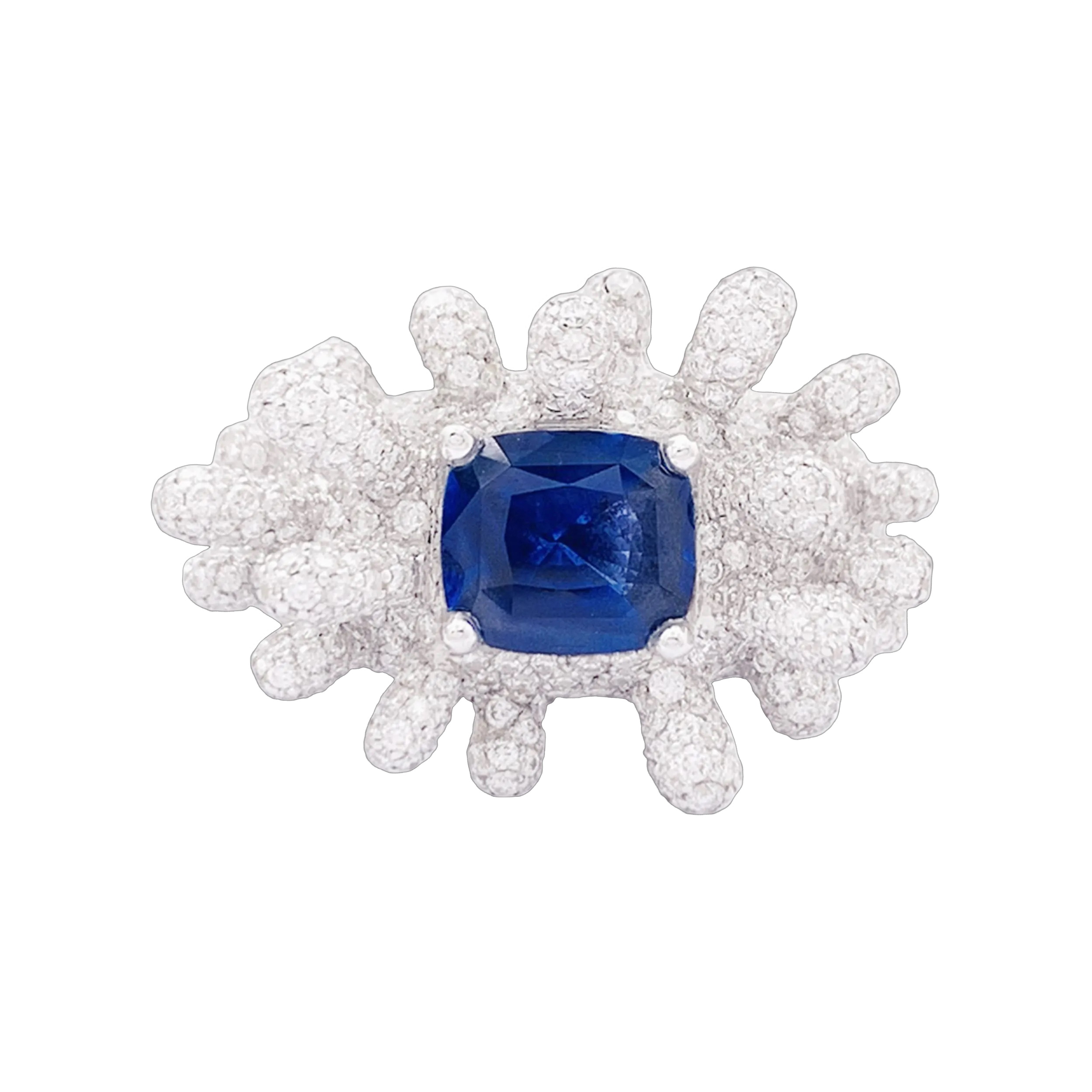 Bague Manalys en or blanc, diamants et saphir.