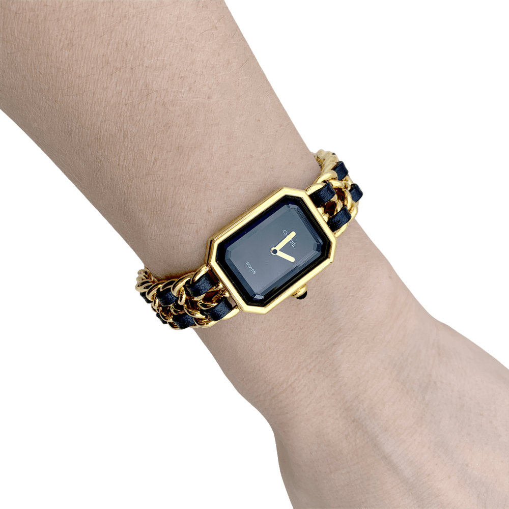Montre Chanel, "Première", plaqué or, cuir.  6