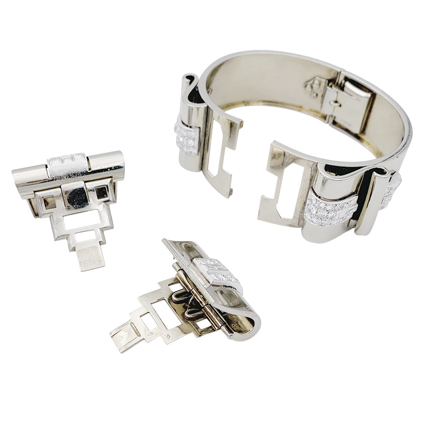 Bracelet Art Déco René Boivin, platine, or blanc, diamants. 7