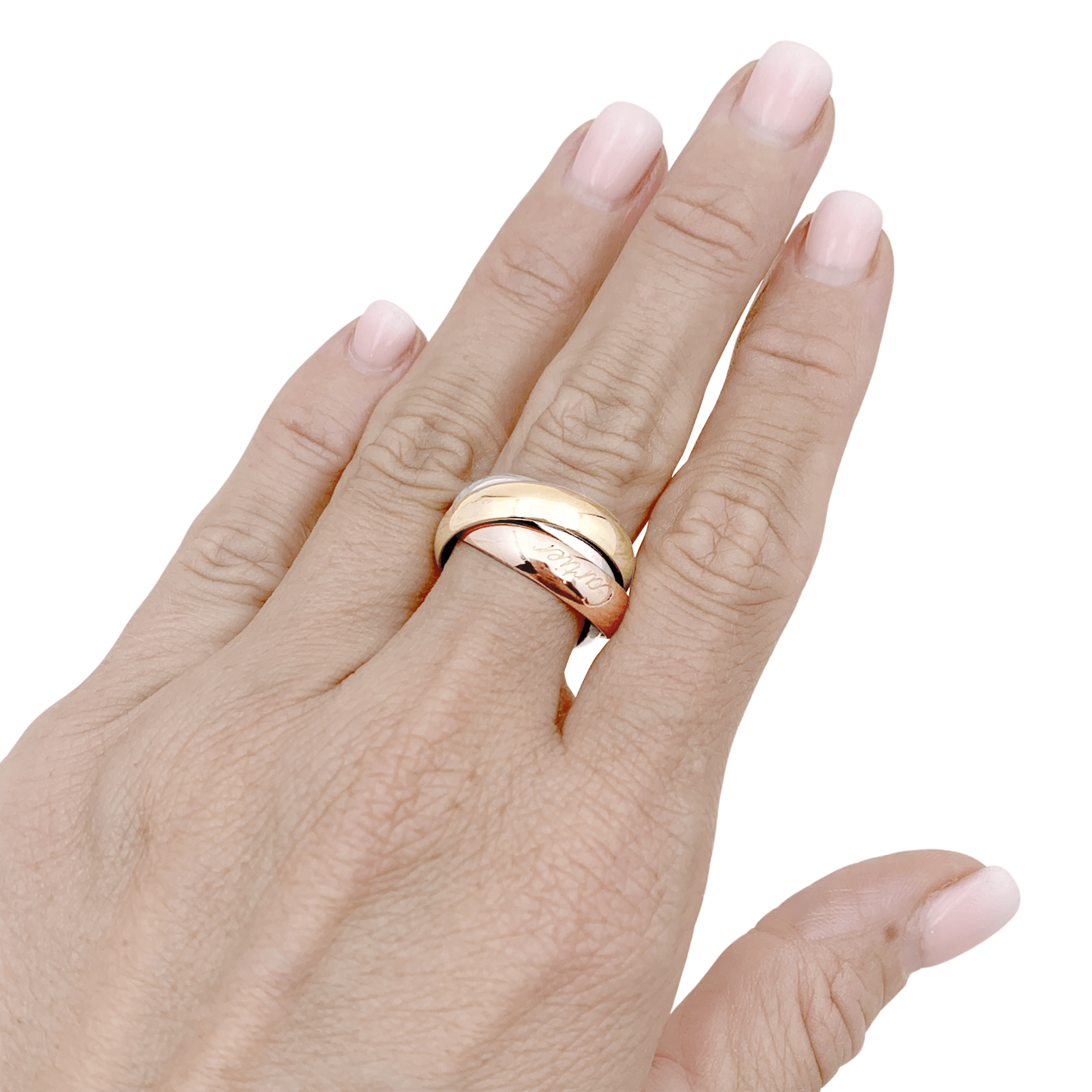 Bague Cartier, "Trinity", trois anneaux en trois tons d'ors. Grand modèle. 5