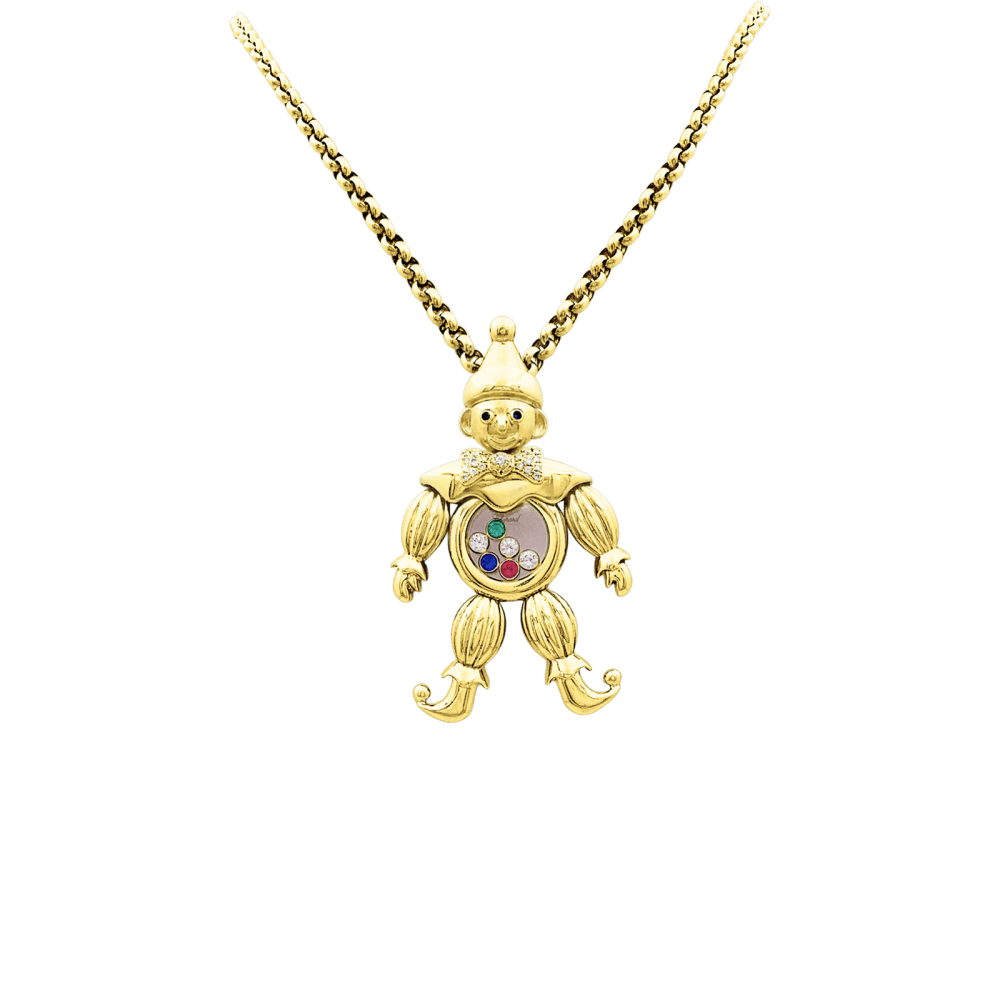 Collier Chopard, "Happy Clown", or jaune, pierres de couleurs. Grand modèle.  2