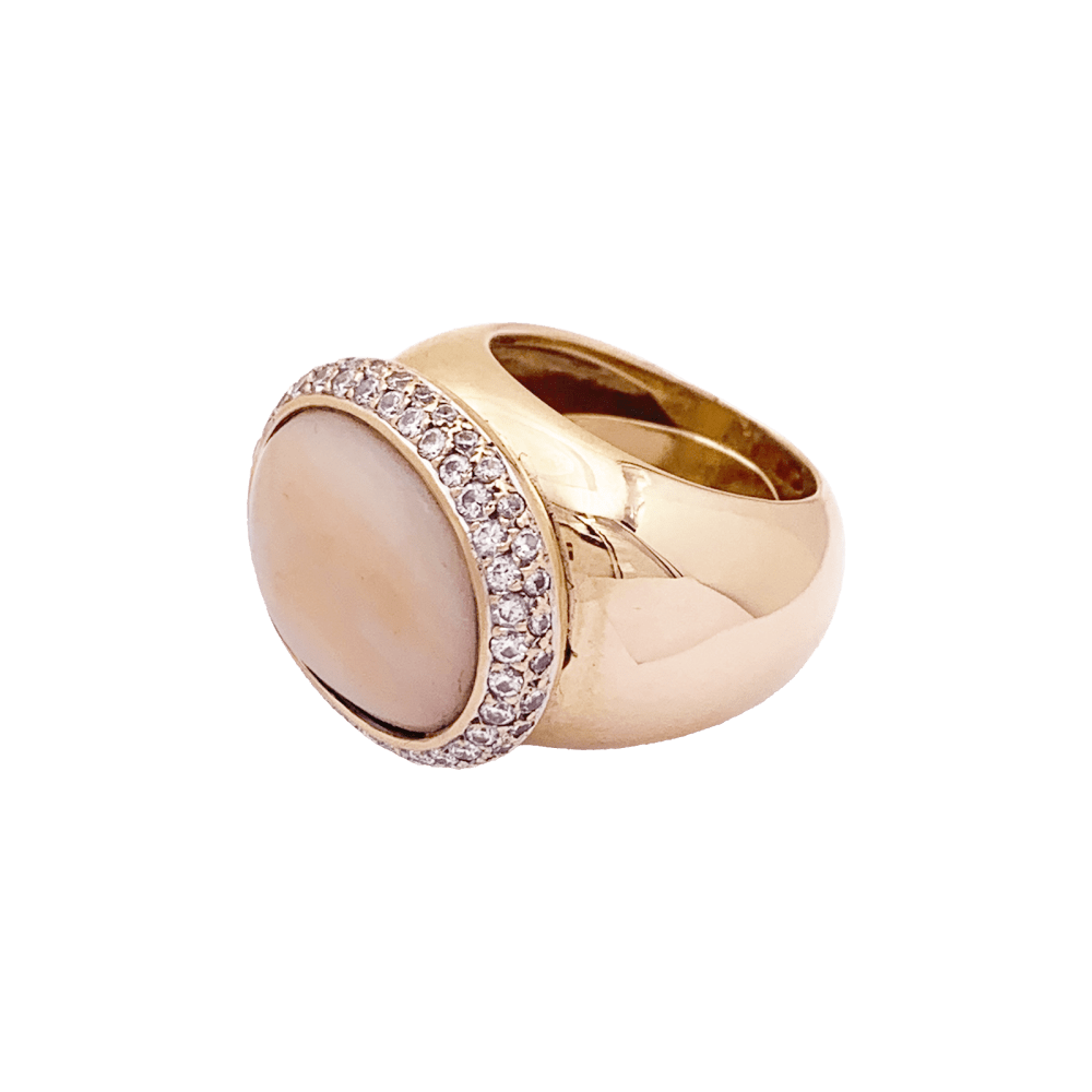 Bague or rose, corail rose et diamants.   2