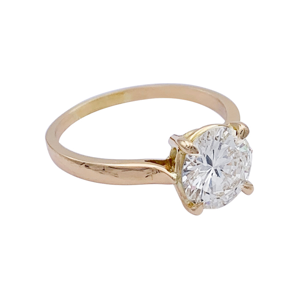 Bague solitaire en or rose, diamant 1,56 carats. 3