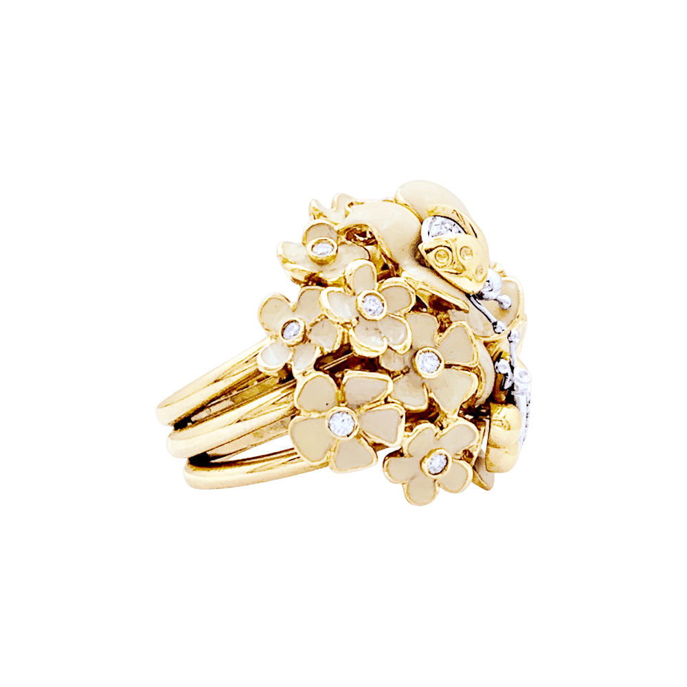Bague Roberto Coin, or rose, émail et diamants.  3